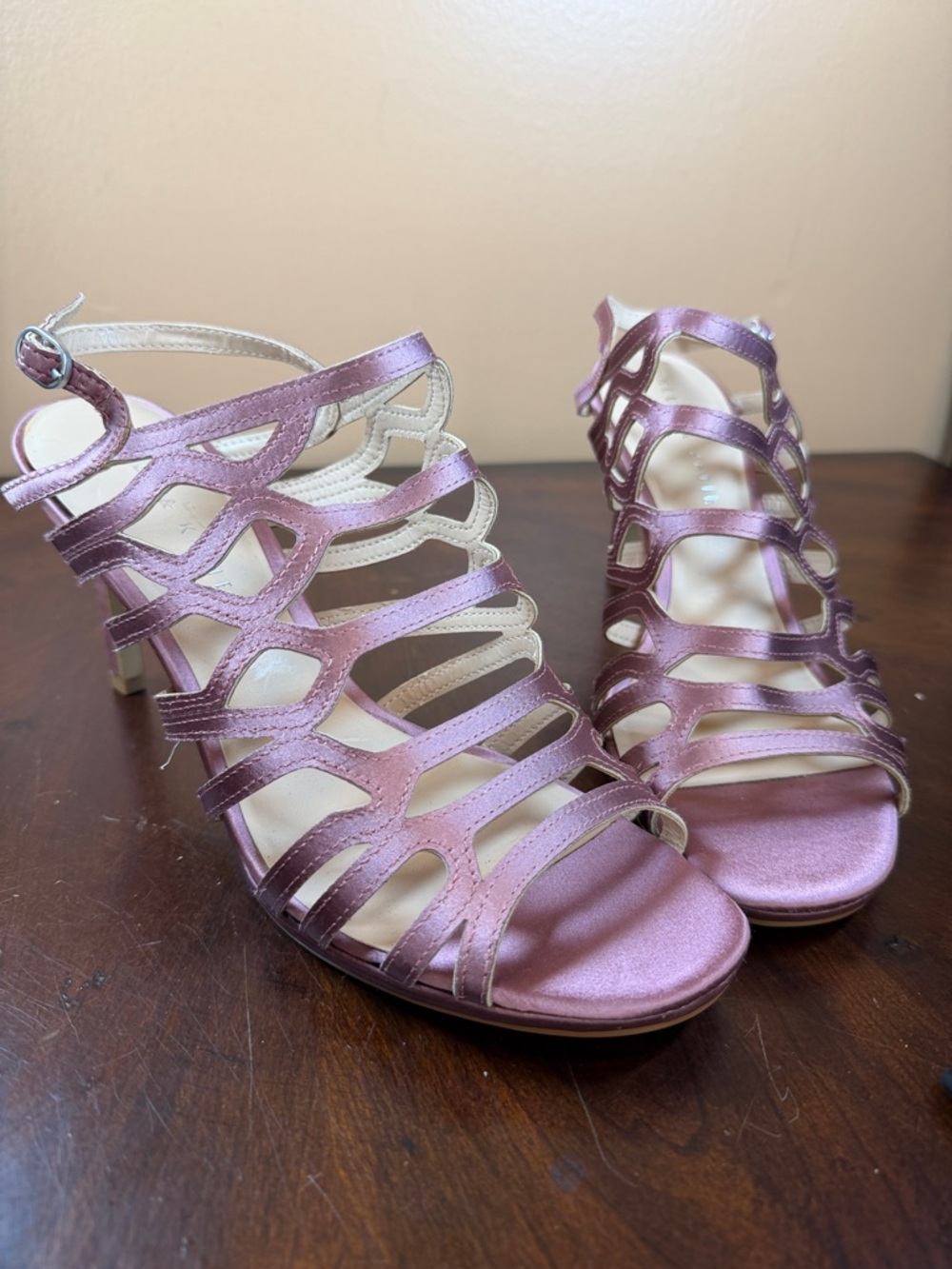 Women’s Strappy Metallic Pink Heeled Sandals‎